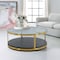Armen Living Hattie Glass Top and Walnut Wood Coffee Table with Brushed Gold Frame LCOPCOBRGLD - alternate 3